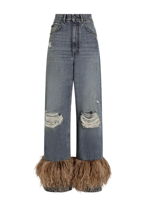Dolce & Gabbana distressed feather jeans - Blue