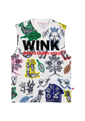 Walter Van Beirendonck crown print sleeveless top - White