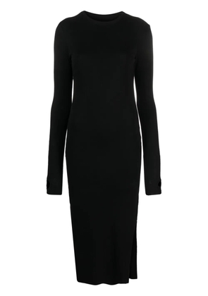 Thom Krom side-slit long-sleeve fitted dress - Black