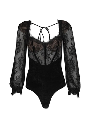 PatBO lace open-back bodysuit - Black