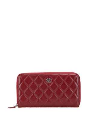 CHANEL Pre-Owned 2020 CC Quilted Caviar Zip Around Wallet long wallets - Red