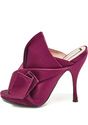 Nº21 pre-owned Raso Knot satin bow-detail mules - Purple