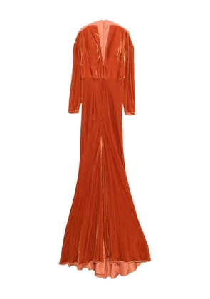 Gemy Maalouf velvet V-neck maxi dress - Orange