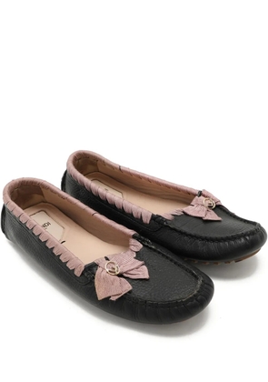 Fendi Pre-Owned leather bow loafers - Black