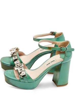 Miu Miu Pre-Owned crystal platform sandals - Green