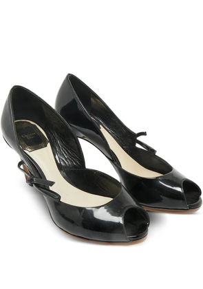 Christian Dior Pre-Owned peep-toe bow-detail pumps - Black
