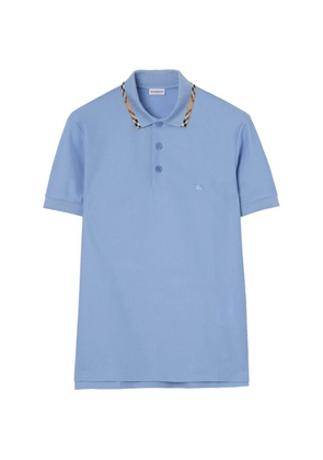 Burberry Check trim cotton polo shirt - Blue