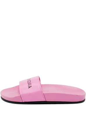 Balenciaga Pre-Owned embossed-logo leather sandals - Pink