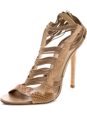 Jimmy Choo Pre-Owned python leather stiletto sandals - Neutrals