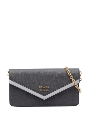 Prada Pre-Owned 2013-2026 Bicolor Saffiano Lux Envelope Double Flap Wallet on Chain crossbody bag - Black