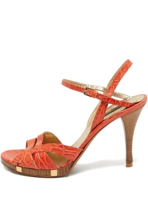 Sergio Rossi Vintage crocodile-embossed leather sandals - Orange