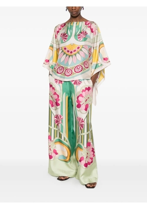 La DoubleJ floral striped trousers - Green