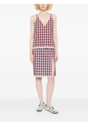 Nº21 check-pattern lace-trim blouse - Red