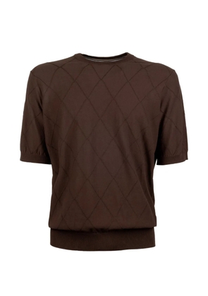 Peserico argyle short-sleeve T-shirt - Brown