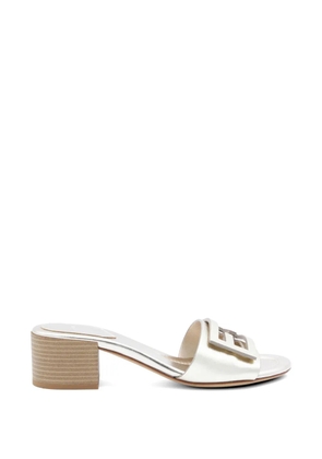 FENDI Baguette platinum logo sandals - Silver