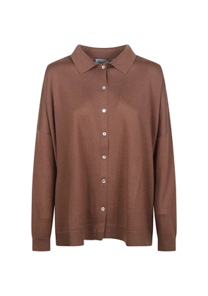 BeYou buttoned collar cardigan - Brown