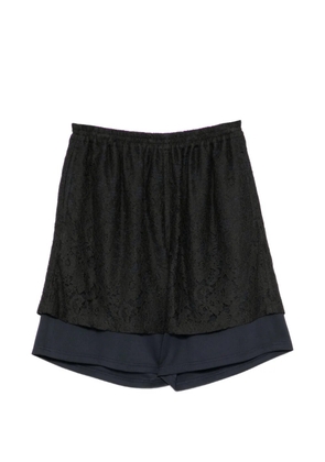 pushBUTTON lace-embellished shorts - Black
