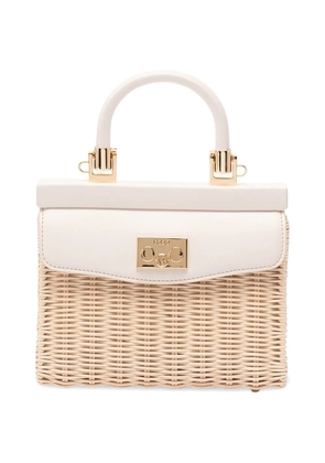 Rodo small wicker top-handle shoulder bag - Neutrals