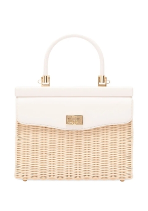 Rodo medium wicker top handle shoulder bag - Neutrals