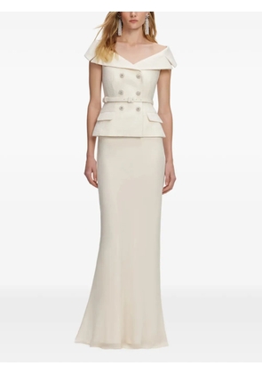 Self-Portrait embellished-belted maxi dress - Neutrals