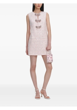 Self-Portrait bow-detail embellished mini dress - Pink