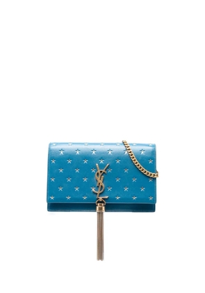 Saint Laurent Pre-Owned 2018 Calfskin Star Print Classic Monogram Kate Tassel Wallet on Chain crossbody bag - Blue