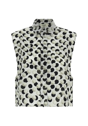 FENDI jacquard polka dot silk top - White