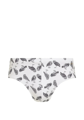 Amir Slama owl-print swimming trunks - White
