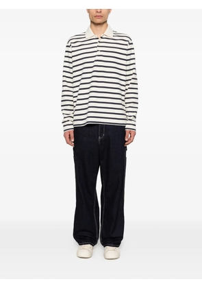 Junya Watanabe MAN striped long-sleeve polo shirt - White