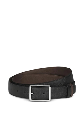 Montblanc reversible square-buckle textured leather belt - Black