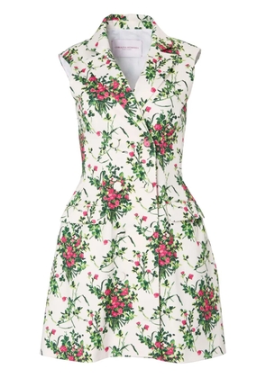 Carolina Herrera notched-lapels floral-print dress - White