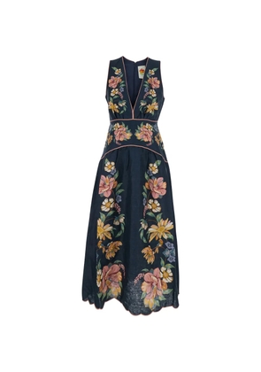 FARM Rio Maira floral V-neck midi dress - Blue