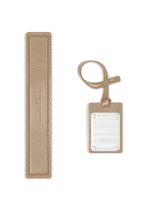 FPM Milano shimmer metal leather address tag - Neutrals