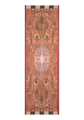 ETRO frayed paisley-jacquard scarf - Red