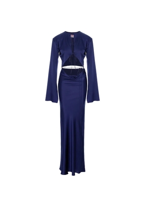 MANURÍ Sylvia cut-out tie silk dress - Blue
