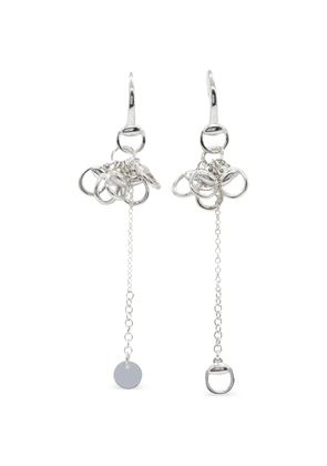 Gucci Pre-Owned 1910s horsebit drop hook earrings - Silver