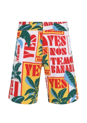 Amir Slama leaf-print deck shorts - White