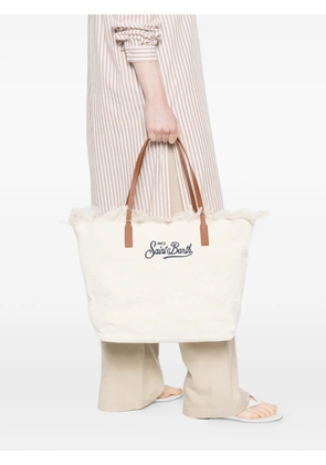 MC2 Saint Barth floral-embroidery fringed-detail tote bag - Neutrals