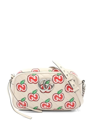 Gucci Pre-Owned Marmont apple print chain leather shoulder bag - White
