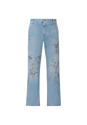 AMIRI floral-embellished jeans - Blue