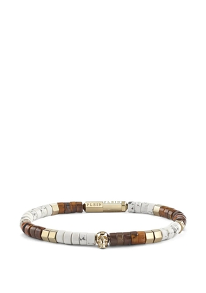 Philipp Plein beaded skull bracelet - White