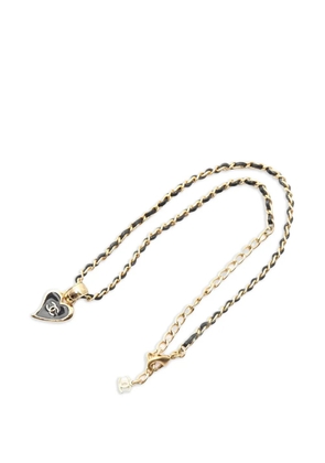 CHANEL Pre-Owned 1986-1988 heart leather necklace - Gold