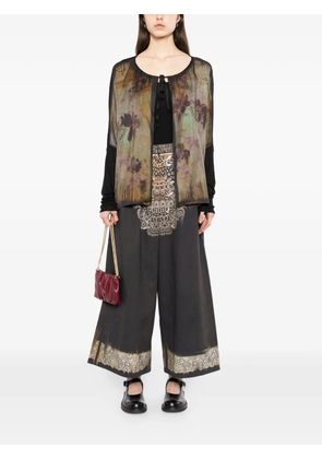 IA LONDON floral-print tie-neck knitwear - Black