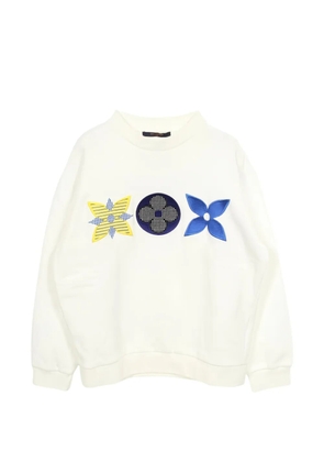 Louis Vuitton Pre-Owned 2020 monogram-flower embroidery sweatshirt - White