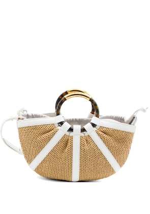 Coccinelle medium Shell straw tote bag - Neutrals