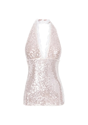 MANURÍ Pixie sequin lace top - Neutrals