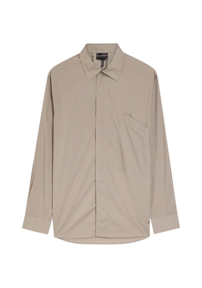 Emporio Armani logo embroidered shirt - Neutrals