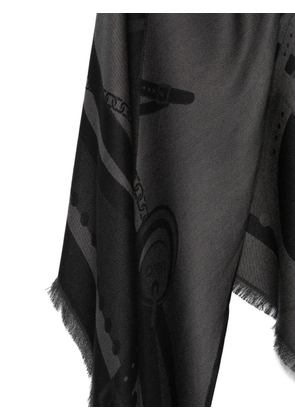LIU JO chain-print fringed scarf - Black