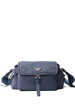 Prada Explore medium Re-Nylon shoulder bag with flap - Blue