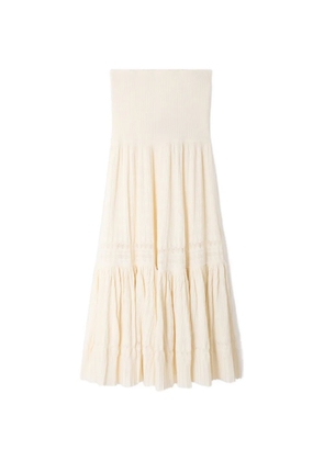 SANDRO ruffled long skirt - Neutrals